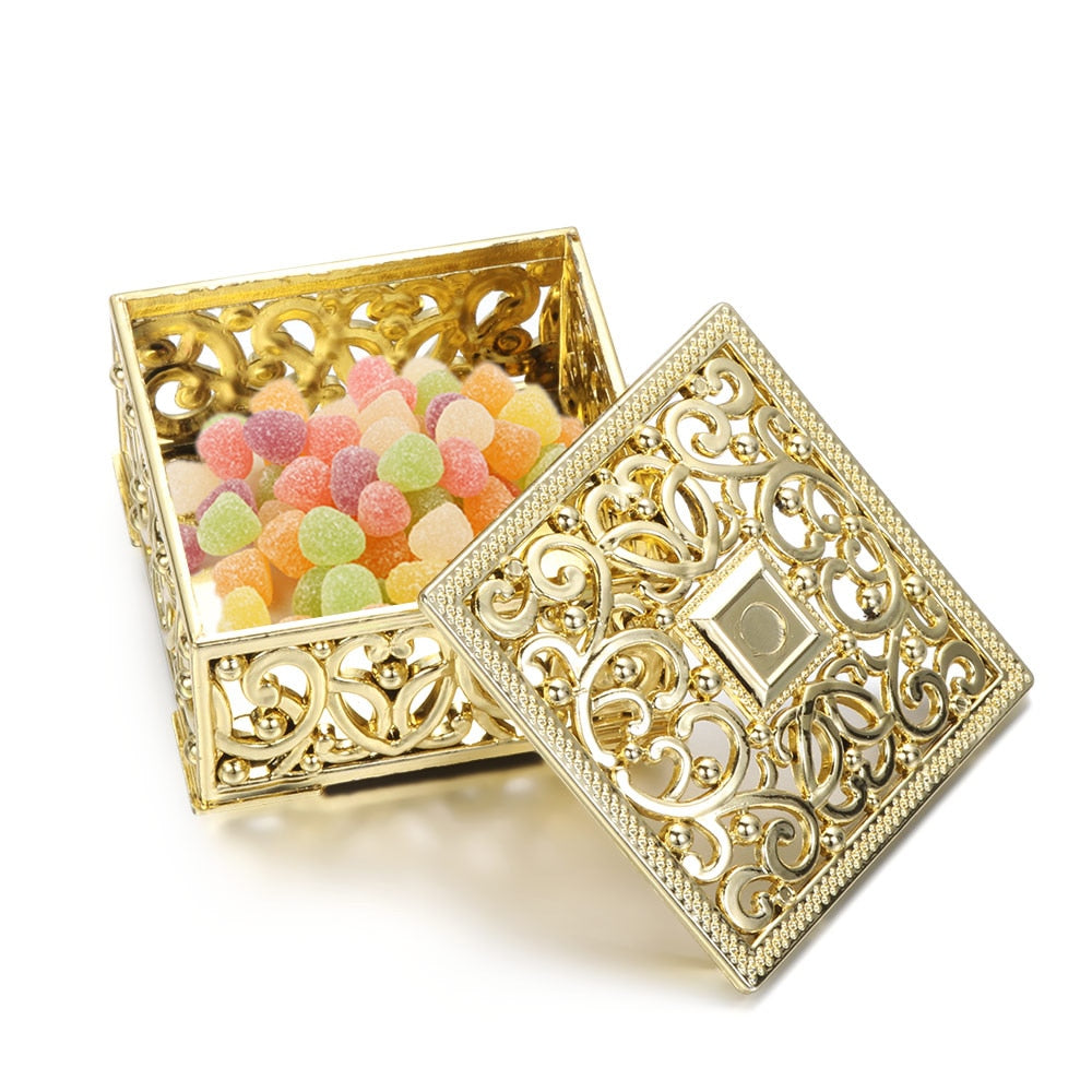 Plastic Hollow Gold Foil Cake Candy Box Wedding