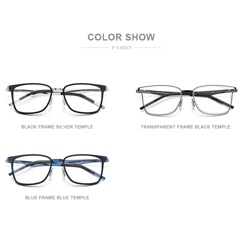 FONEX Alloy Acetate Glasses Frame Men Square Prescription Myopia Optical Eyeglasses 2020 New Women Korea Screwless Eyewear F1007