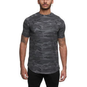 2020 camouflage Sport chemise hommes à manches courtes entraînement gymnase t-shirt hommes Compression coupe mince course t-shirt hommes Fitness hauts Sport t-shirt