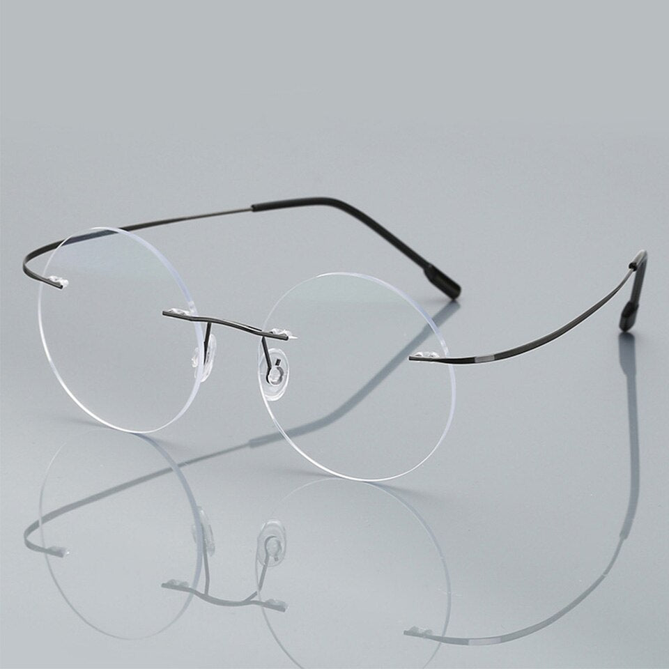 Anti-Blue Rimless Reading Glasses Men Women Round Frameless Magnifying Eyeglasses Prescription Myopia Presbyopia Glass+1.50+2.00