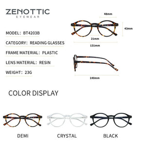 ZENOTTIC Round Frame Reading Glasses For Men Women Computer Optical Eyeglasses Hyperopia Anti Blue Light Reading Glasses Eyewear