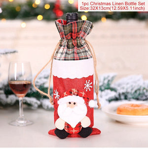 Christmas Wine Bottle Cover Merry Christmas Decor For Home 2020 Natal Noel Christmas Table Decor Xmas Gift Happy New Year 2021