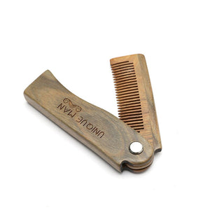 Natural Green Sandal wood Fold Comb Hair Comb For Men Beard Care  Anti-static Wooden Comb Hair Care Tools Hair Brush 1pc