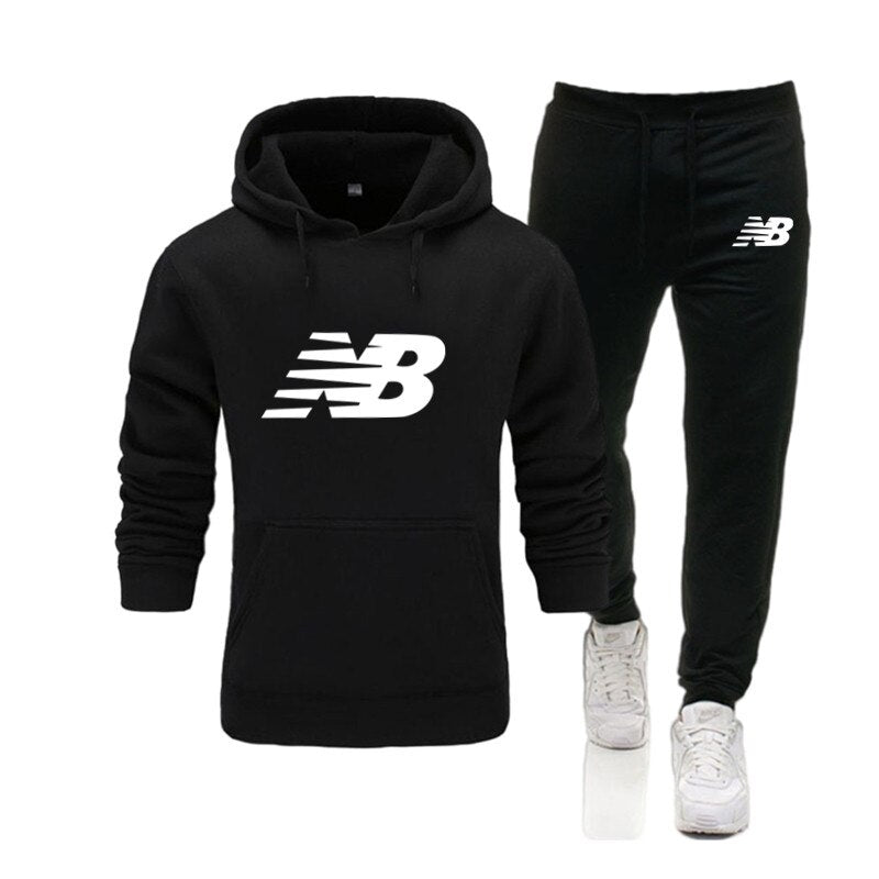 New Men Hoodies Suit Tracksuit Sweatshirt Suit Fleece Hoodie+Sweat pants Jogging