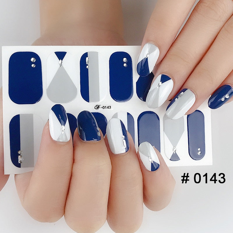 Fashion 31 Designs 3D Full Cover Nail Sticker Waterproof Self-adhesive Nail Art Manicure DIY Decoration Glitter Nail Wraps 2019