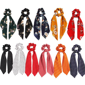 Floral Satin Scrunchies Women Elastic Hair Bands Ties Scarf Woman Scrunchy Hairbands Turban Head Wrap Hair Accessories Headwear