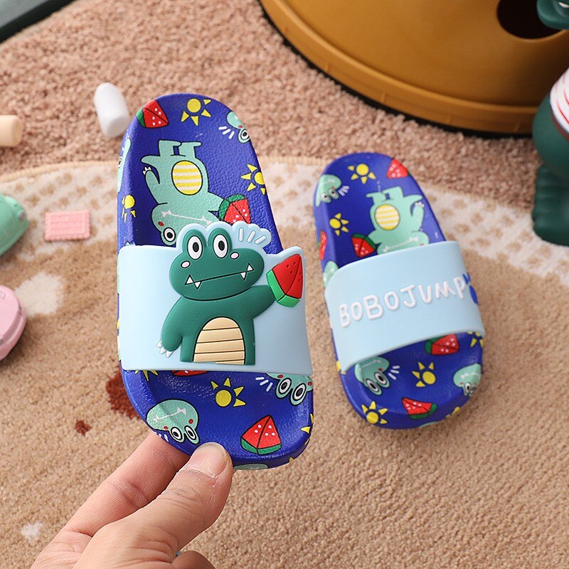 Kids Slippers For Boy Girl Slippers Pvc Soft Bottom Non-slip Beach Sandals Children Summer Lovely Kids Home Bathroom Flip Flops