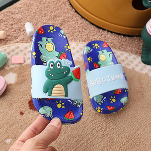 Kids Slippers For Boy Girl Slippers Pvc Soft Bottom Non-slip Beach Sandals Children Summer Lovely Kids Home Bathroom Flip Flops
