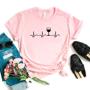 Wine Heartbeat Women tshirt Cotton Casual Funny t shirt Lady Yong Girl Top Tee Higher Quality Drop Ship 6 Colors S-485
