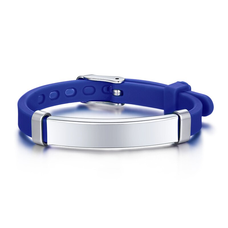 Vnox Personalize Kids Baby ID Bracelets Soft Silicone Rudder Stainless Steel Children Girls Boys Custom Emergency Name Phone