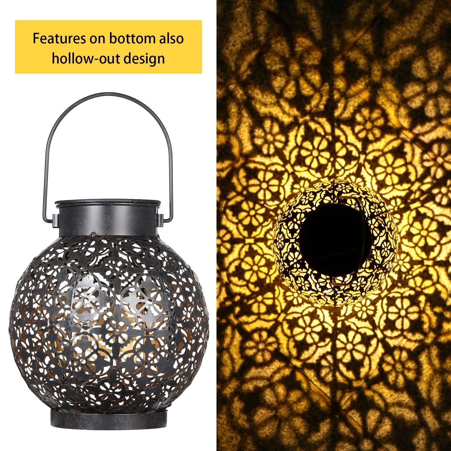 Outdoor solar garden light Hollowed Out Shadow Lantern Hanging Hollow solar powered lamp Waterproof Landscape Solar Lamp Garden