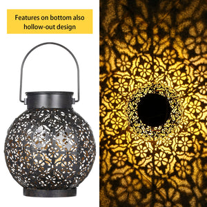Outdoor solar garden light Hollowed Out Shadow Lantern Hanging Hollow solar powered lamp Waterproof Landscape Solar Lamp Garden