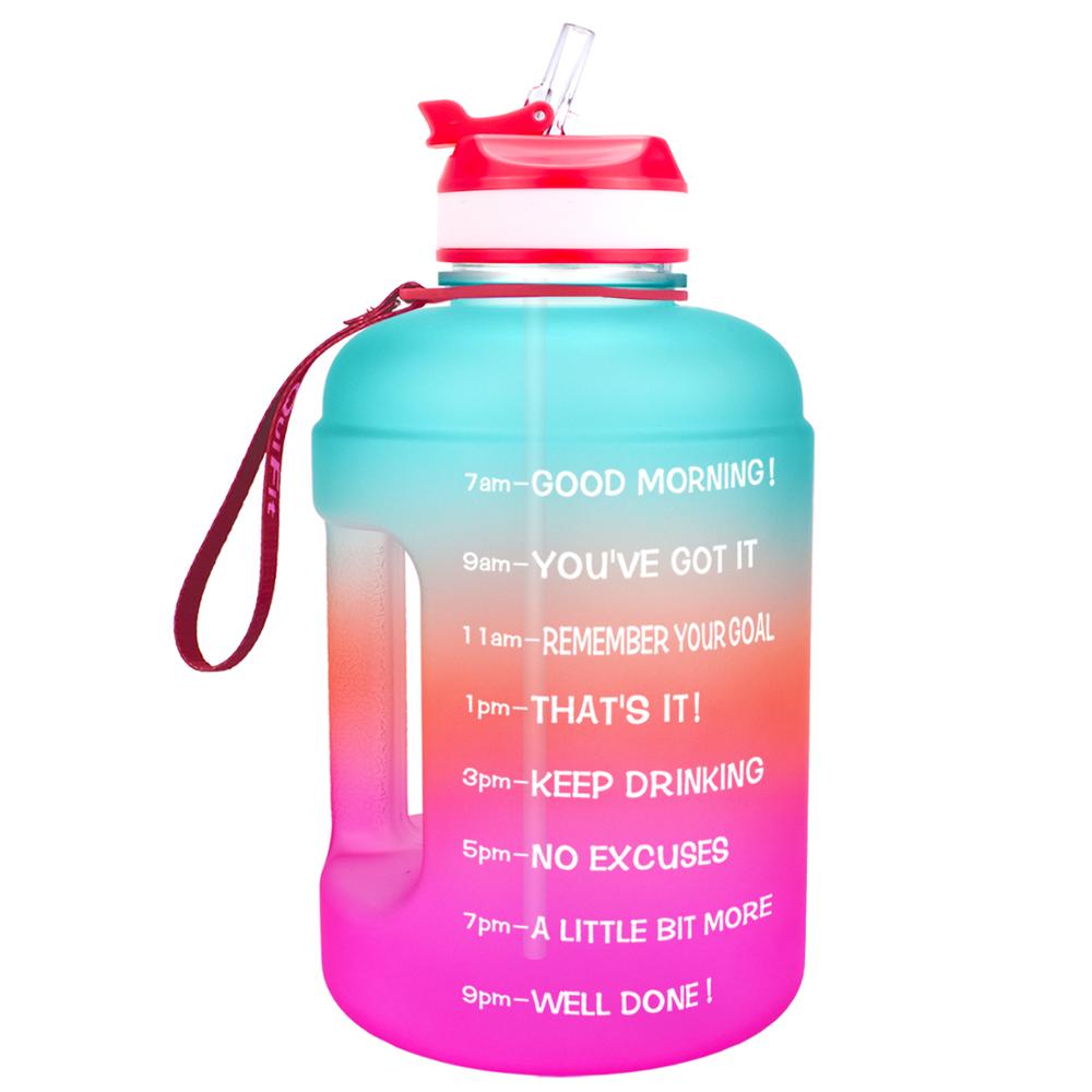 QuiFit 3.78L 2.2L 1.3L 128oz Gallon Water Bottle with Straw Clear Plastic Drinking Bottles GYM Tool Jug BPA Free Sports Cup