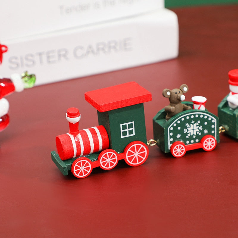 Wooden Christmas Train Ornament Christmas Decoration For Home Santa Claus Gift Toys Crafts Table Deco Navidad Xmas 2021 New Year