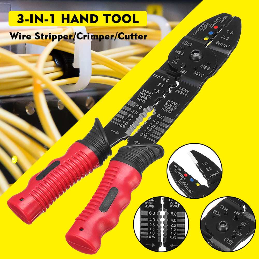 3 in 1 Crimper Cable Cutter Automatic Wire Stripper Multifunctional Stripping Tools Crimping Pliers Terminal 0.75-6.0mm2 tool