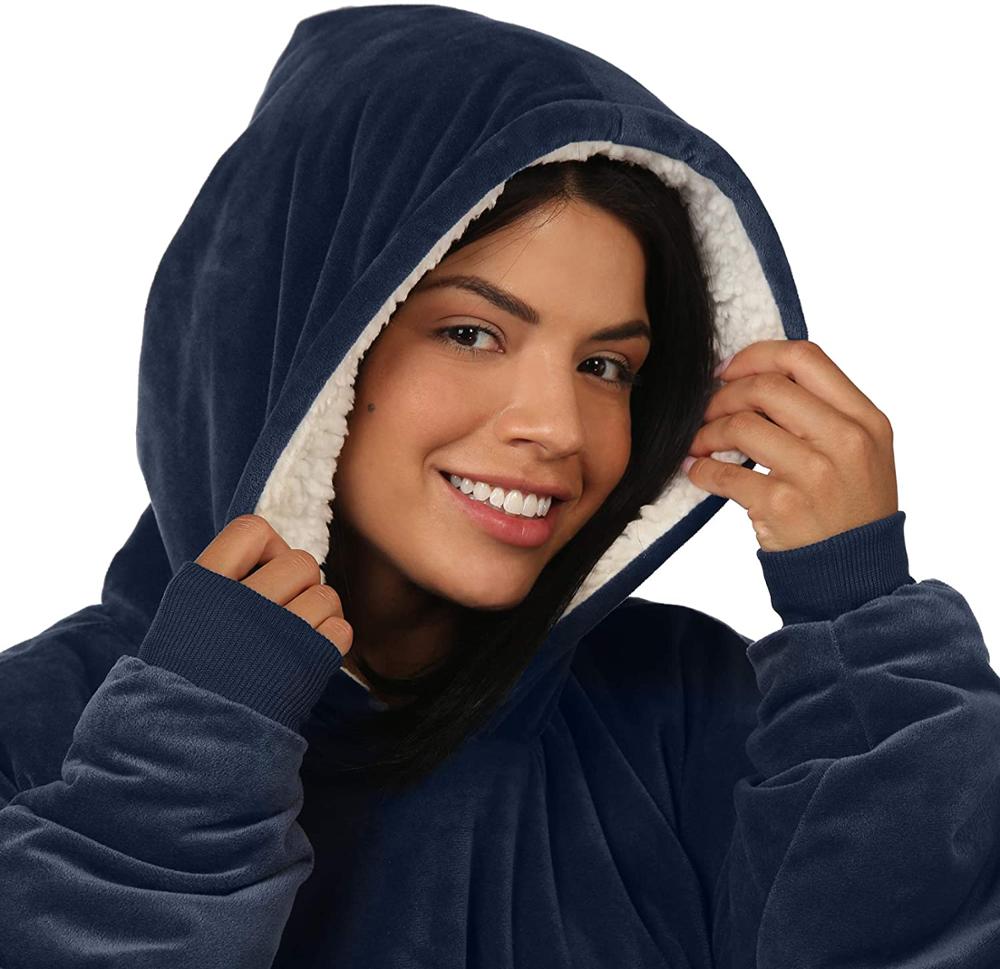 Winter Thick Comfy TV Blanket Sweatshirt Solid Warm Hooded Blanket Adults and Children Fleece Weighted Blankets for Beds Travel