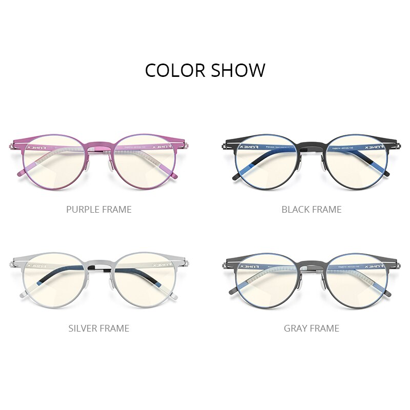 FONEX Anti Blue Light Blocking Glasses Women 2020 New Round UV Rays Filter Computer Gaming Screwless Eyeglasses Eyewear FAB014