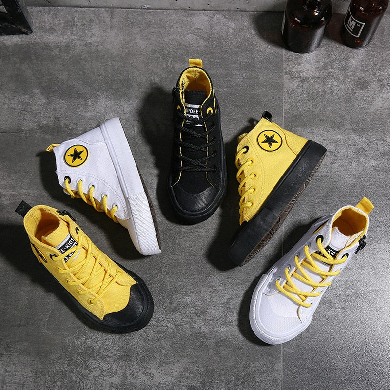 Kids Shoes High Top Canvas Shoes Baby Girls Boys Shoes Non-slip Rubber Sole Basketball Shoes Girls Children's Shoes Sneakers