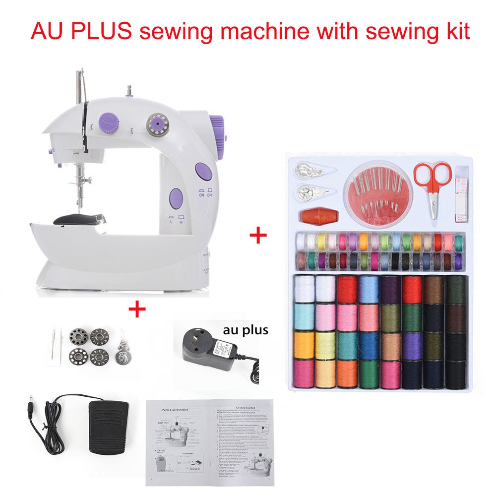 INNE Sewing Machine Mini Portable Household Night Light Foot Pedal Straight Line Hand Table Two Thread Kit Electric