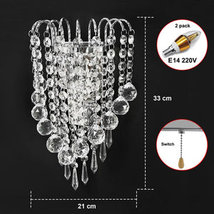 luces led E14 Modern Crystal Mirror Stainless Steel Wall Lights Lamps Sconce Fixtures Lights for Hallway Bedside Living Room