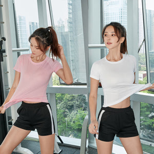 Femmes été t-shirts coupe ajustée pour le Sport Fitness Yoga à manches courtes Yoga haut maille femmes séchage rapide gymnase T-Shirt vêtements de Sport
