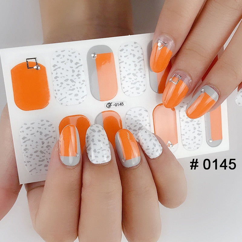 Fashion 31 Designs 3D Full Cover Nail Sticker Waterproof Self-adhesive Nail Art Manicure DIY Decoration Glitter Nail Wraps 2019