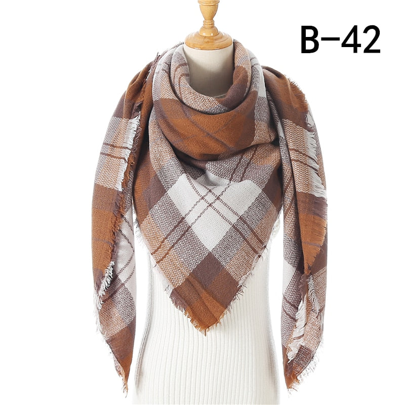 Designer 2020 knitted spring winter women scarf plaid warm cashmere scarves shawls luxury brand neck bandana pashmina lady wrap
