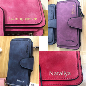 2020 Women Wallets Name Engrave Fashion Long Leather Top Quality Card Holder Classic Female Purse Zipper Wallet For Women