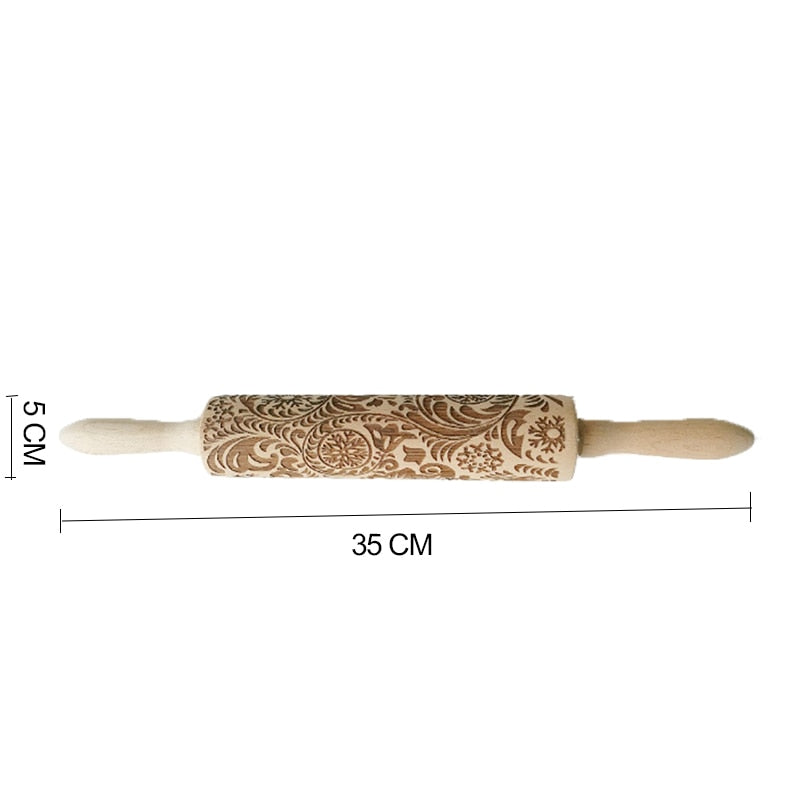 New Leaf Christmas Deer Wooden Rolling Pin Embossing Baking Cookies Noodle Biscuit Fondant Cake Dough Patterned Roller Snowflake