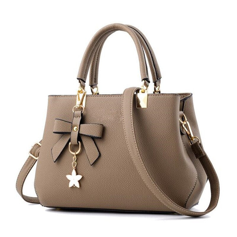 Yogodlns Elegant Women Messenger Bags with flower pendant Office Ladies Totes Pure Handbag for female Crossbody Shoulder Bags