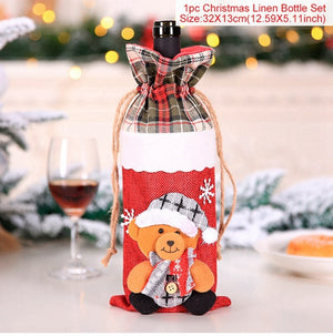 Christmas Wine Bottle Cover Merry Christmas Decor For Home 2020 Natal Noel Christmas Table Decor Xmas Gift Happy New Year 2021