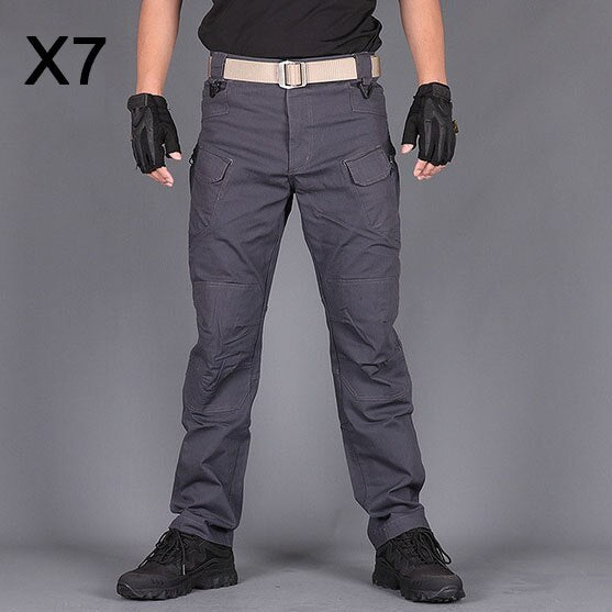 Pantalon tactique homme élasticité de poche Multiple ville pantalon militaire Sport urbain hommes mince gros noir Cargo pantalon moto 5XL