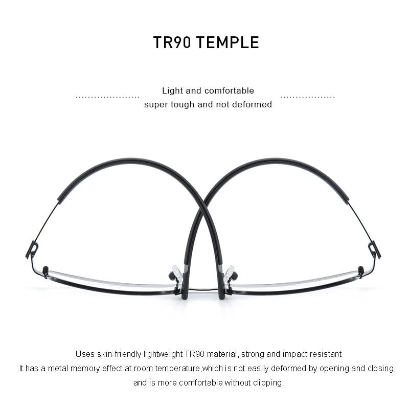MERRYS DESIGN Men Titanium Alloy Optical Glasses Frame Ultralight Square Myopia Prescription Eyeglasses Antiskid Silicone S2186