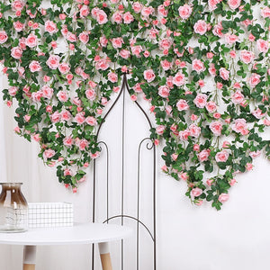 Artificial Flowers Rose 230cm length 16 to 69 flower Flowers for A Wedding Arch Flowers Garland Romantic Rose In Glass Dome