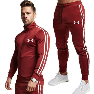 Men's casual sports stand-up collar clothes long-sleeved jacket stitching 2020 track suit new autumn men's sweater + pants suit