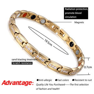RainSo Stainless Steel Fashion Gold Magnetic Women Bracelets Health Elements Bio Energy Therapy Jewelry Friendship Gift 2020