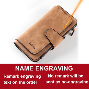 2020 Women Wallets Name Engrave Fashion Long Leather Top Quality Card Holder Classic Female Purse Zipper Wallet For Women