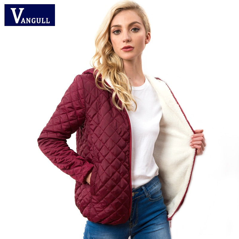 Vangull Women Hooded Jacket Casual Basic Warm Velvet Lamb Parka Coat 2020 Autumn Winter New Solid Light Soft Famale Outerwear