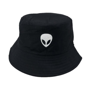 Unisex Embroidered Alien Foldable Bucket Hat Beach Sun Hat Street Headwear Fisherman Outdoor Cap Men and Woman Hat