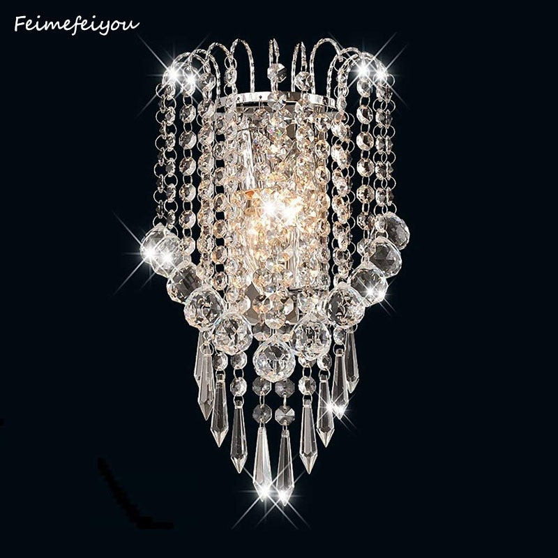 luces led E14 Modern Crystal Mirror Stainless Steel Wall Lights Lamps Sconce Fixtures Lights for Hallway Bedside Living Room