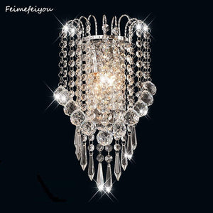 luces led E14 Modern Crystal Mirror Stainless Steel Wall Lights Lamps Sconce Fixtures Lights for Hallway Bedside Living Room