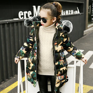 Veste en coton pour filles 3-11 ans vestes en coton pour enfants imprimé dessin animé papillon camouflage filles vestes d'hiver