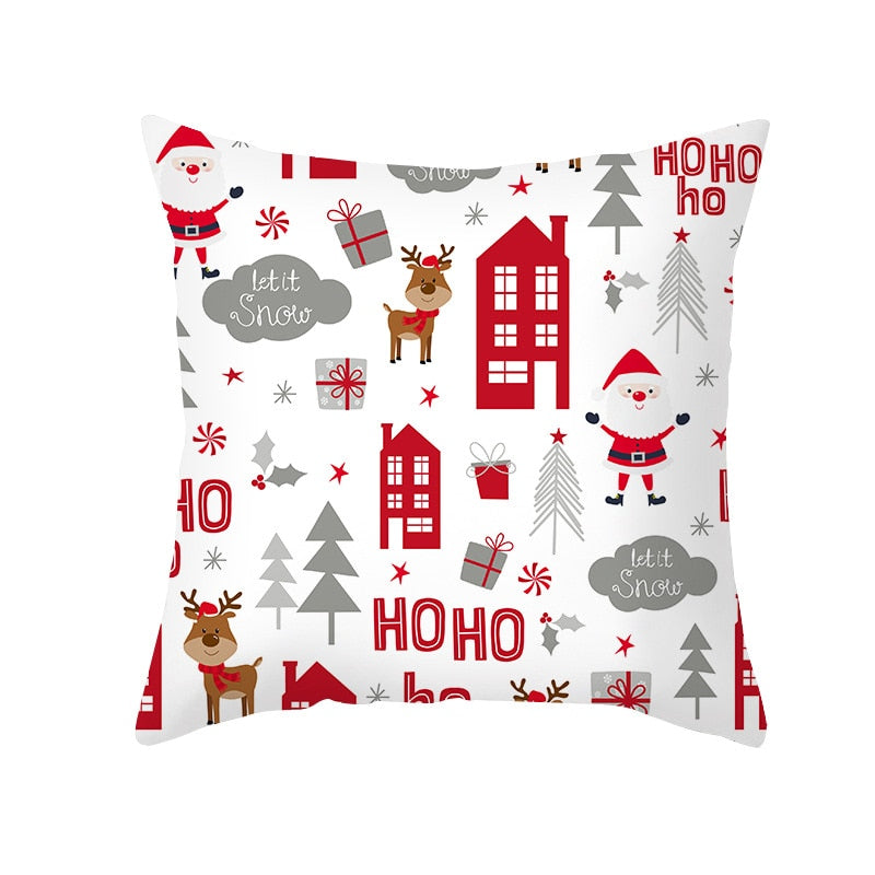 Elk Deer Santa Claus Snowman Christmas Cushion Cover Throw Pillow Xmas New Year Decor Home Decoration Polyester Pillowcase 40543