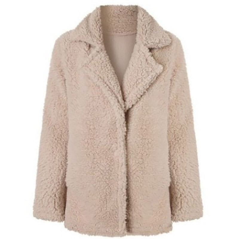 2020 Women Faux Fur Coat Warm Soft Fur Outwear Plus Size Plush Overcoat Women's Jacket Casual Solid Winter Streetwear
