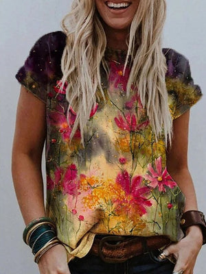 2021 New Fashion Pullovers Blouse Shirt Print Women's Tops O-neck Loose Casual Summer New Female Plus Size 5XL