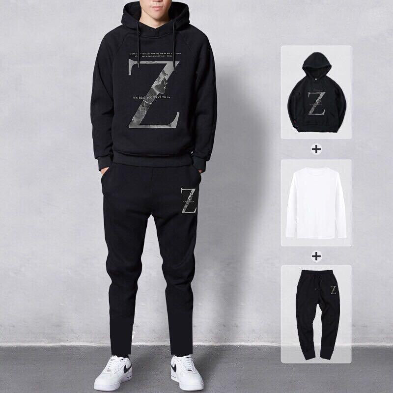 Sets Tracksuit Men Autumn Winter Hooded Sweatshirt Drawstring Outfit Sportswear 2020 Male Suit Pullover 4 Piece Set Casual