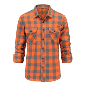 Jeetoo European/US Size Men Flannel Plaid Shirts Cotton 2021 Casual Long Sleeve Shirt Warm Comfort Regular Fit Man Blouse