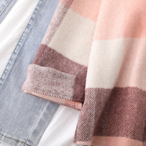 Woolen Plaid Shirts Womens Blouses Winter Thick Long Sleeve Lady Tops Loose Checked Female Clothing Outwear Coat Plus Size