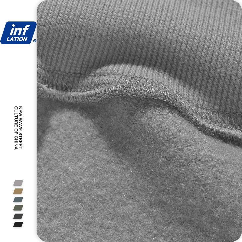 INFLATION Fleece Loose Fit Men Sweatpant In Pure Color 2020 Winter Elastic Waist Sweatpant Streetwear Men Outdoor Pants 3206W