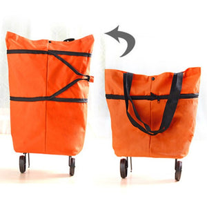 Portable Women Shopping Bag Folding Grocery Shopping Wheel Bag Small Pull Cart Buy Vegetables Food Storage Bag Organizer Tug Bag
